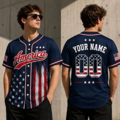 Custom America Baseball Jersey, Patriotic 250th Anniversary Shirt, Personalized Name Number Jersey, USA Flag 1776 2026, USA 250 Year Freedom