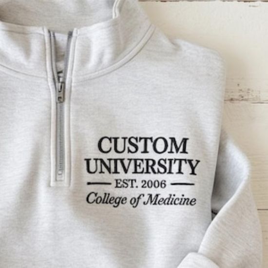 Embroidered Custom College Quarter Zip Sweatshirt, Personalized University Sweatshirt, College Sweatshirt, Custom Logo Sweatshirt
