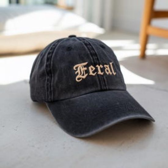Embroidered Feral Vintage Washed Hat, Funny Feral Hat, Funny Quote Hat, Feral Era, Best Friend Gift, Sarcastic Embroidered Hat