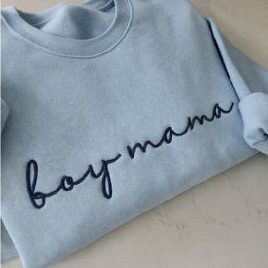 Embroidered Custom Mom Minimalist Sweatshirt, Mom Of Boy with kid name on sleeve Shirt, Hospital Gift Custom Mom, Christmas Gift For Mom