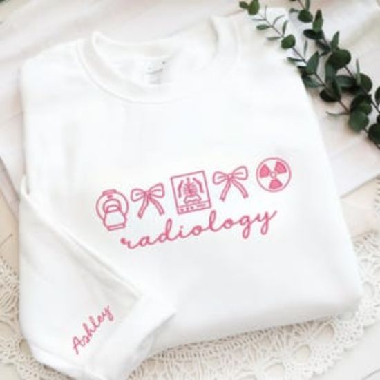 Embroidered Radiology Xray Tech Icon Sweatshirt With Name On Sleeve, Gifts for radiology tech, Radiology Department Shirt, Radiology Gifts