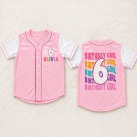 Personalized Birthday Girl Baseball Jersey, Custom Name Birthday Shirt for Girls, Cute Kids Baseball Birthday Party Outfit Gift Toddler