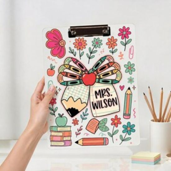 Personalized Teacher Acrylic Clipboard, Custom Office Staff Name Clipboard, Back To School Gift For Teacher, Cute Classroom Supplies