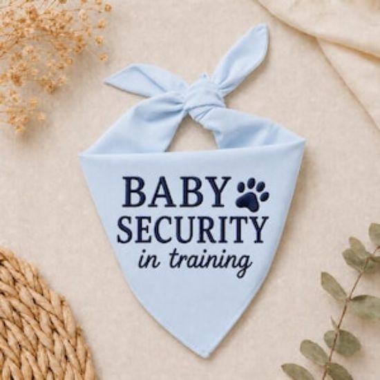 Embroidered Baby Security Dog Bandana, Baby Security In Training Pet Bandana, Pregnancy Announcement Puppy Scarf Gift, Dog Cat Bandana