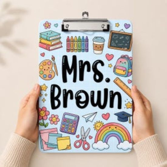 Personalized Teacher Clipboard, Custom Acrylic Clipboard For Teachers, Back To School Teacher Gift, Cute Classroom Desk Supplies Teacher