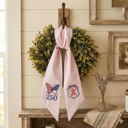 Personalized Embroidered America 250 Wreath Sash, USA 250 Bow, Patriotic Door Decor, Fourth of July 2026, Independence Day Farmhouse Decor