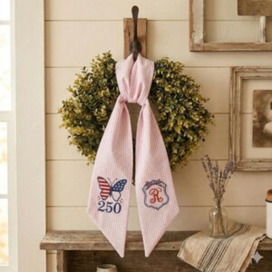 Personalized Embroidered America 250 Wreath Sash, USA 250 Bow, Patriotic Door Decor, Fourth of July 2026, Independence Day Farmhouse Decor