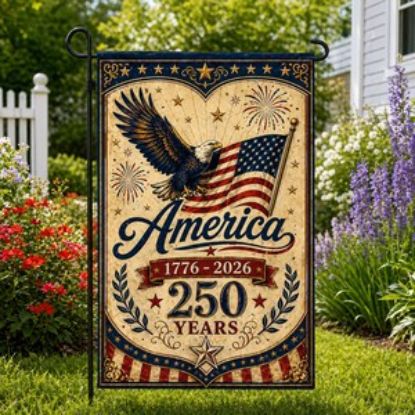 250th Anniversary Patriotic Eagle  Garden Flag 1776–2026, American Independence Celebration Decor, Vintage Stars Porch Flag, USA Outdoor