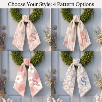 Custom Summer Pattern Embroidered Sash Wreath, Summer Decor Front Sash, Personalized Summer Decor Home Sash Wreath Gift