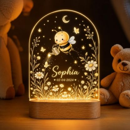 Personalized Bee Baby Night Light, Custom Baby Name LED Lamp, Cute Bumble Bee Acrylic Lamp, Nursery Decor, Baby Shower Gift, Birthday Gift