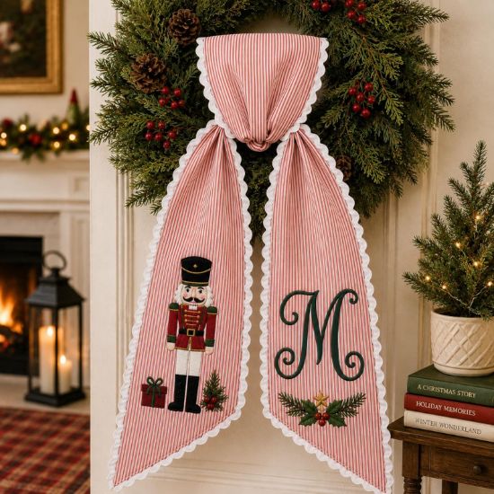 Personalized Christmas Sash, Embroidered Nutcracker Sash, Custom Monogram Holiday Sash, Christmas Accessory, Personalized Christmas Gift