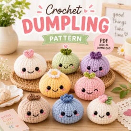 Häkelanleitung für Teigtaschen (ohne Nähen), einfaches Amigurumi-Dampfgarer-Tutorial für Anfänger, Kawaii-Plüschtier-PDF-Anleitung, Häkelanleitung für Fast Food