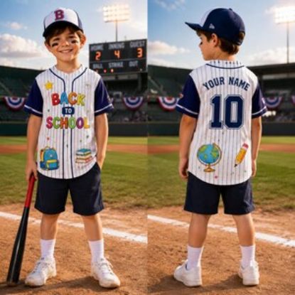 Personalized Back To School Kid Baseball Jersey, Custom Grade School Shirt, Custom Name Number Jersey shirt, First Day Of School Outfit