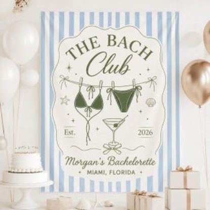 Personalized The Bach Club Banner Tapestry, Bachelorette Party Backdrop, Custom Bach Weekend Sign, Bach Club Theme Bachelorette Decorations