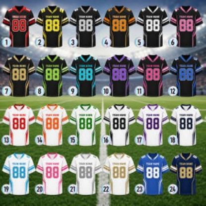 Personalized Football Jerseys, Custom Stitched Name Number Logo, Team Sports Uniforms Mesh Shirt, Party Gifts for Men Women Kids Toddler Fan