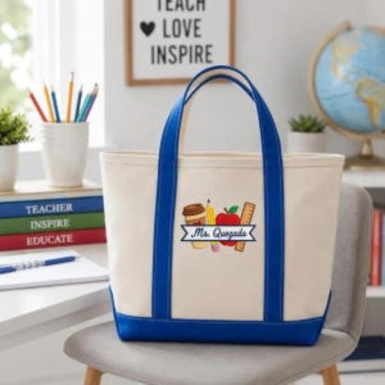 Custom Embroidered Teacher Tote Bag, Personalized Canvas Name Bag, School Appreciation Gift, Canvas Tote Bag for Teacher Appreciation