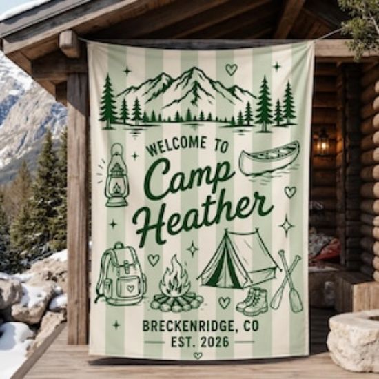 Custom Camp Bachelorette Banner Tapestry, Bachelorette Party Photo Backdrop, Lake Bachelorette Sign, Camp Bach Flag, Hiking Bachelorette