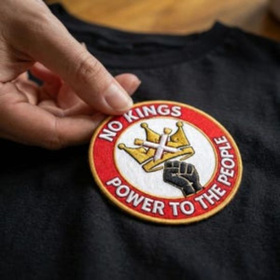 No Kings Embroidered Patch with Strikethrough Crown, Power To The People,Iron On Applique for Jackets Backpacks Streetwear, No Kings Patches