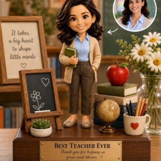 Personalized Teacher Table Acrylic Plaque, Custom Classroom Decor Gift, Teacher Photo Keepsake With Custom Text, Classroom Decor