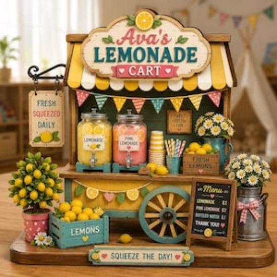 Custom Lemonade Stand Gift Lemonade Cart Acrylic Plaque Decor Summer Market Decoration Personalized Sign Outdoor Party Kids Refreshment