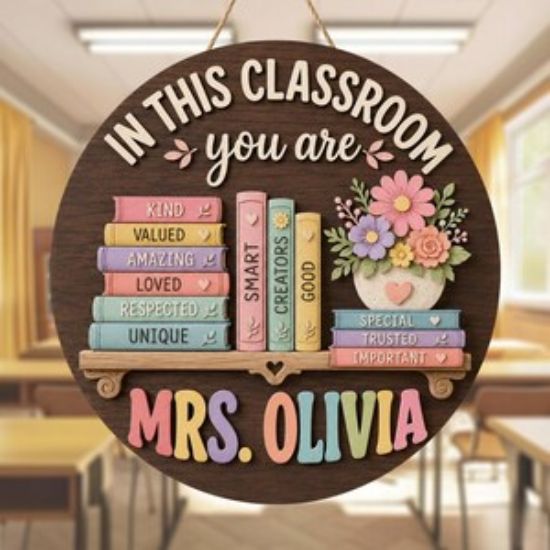 Custom Teacher Door Hanger In This Classroom Personalized 2 Layer Wood Sign Back To School Teacher Gift Teacher Appreciation Classroom Decor